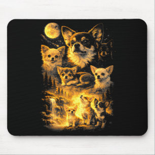 Tapis De Souris Chihuahua rétro hurlant à la lune mème 90s anima