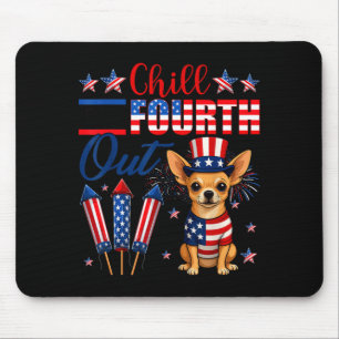 Tapis De Souris Chill The Fourth Out Chihuahua Chien Drapeau Améri