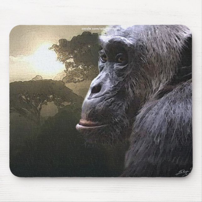 Tapis De Souris Chimpanzé Conservation de la faune Art Mousepad (Devant)