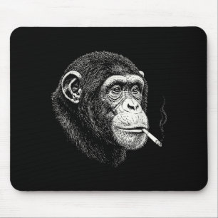 Tapis De Souris Chimpanzé fumeur drôle _ mème de singe y2k vintage