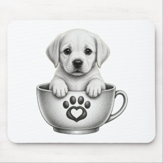 Tapis De Souris Chiot Labrador Retriever en Tasse à Thé