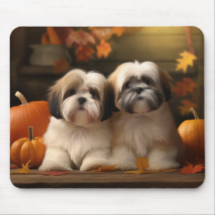 Tapis De Souris Chiot Lhasa Apso Délice d'Automne Citrouille