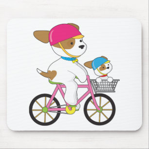 Tapis De Souris Chiot mignon sur le vélo