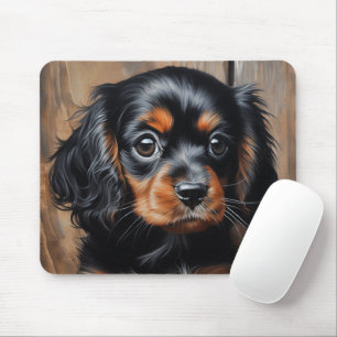 Tapis De Souris Chiot noir et tan Cavalier