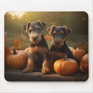 Tapis De Souris Chiots Airedale Délice d'Automne Citrouille