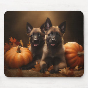 Tapis De Souris Chiots Berger Belge Délice d'Automne Citrouille