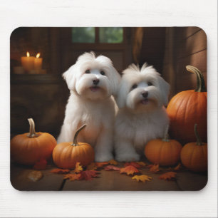Tapis De Souris Chiots Coton De Tulear Délice d'Automne Citrouille
