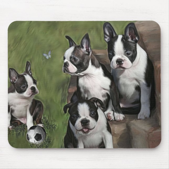 Tapis De Souris Chiots de Boston Terrier (Devant)