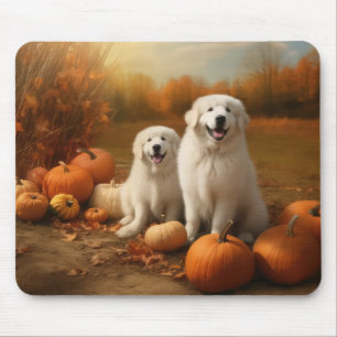 Tapis De Souris Chiots des Pyrénées Délice d'Automne Citrouille