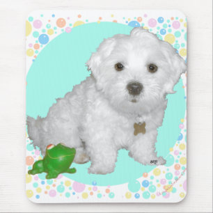 Tapis De Souris Chiots Maltais avec Bulles