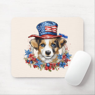 Tapis De Souris Chiots patriotiques 4 juillet Fête de l'Indépendan