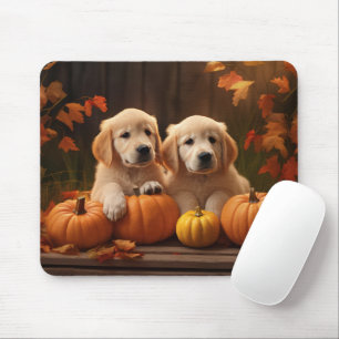 Tapis De Souris Chiots Retriever du Golden Automne Délice Citrouil