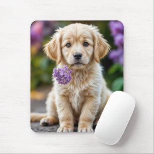Tapis De Souris Chiots Retriever Golden Avec Lilas