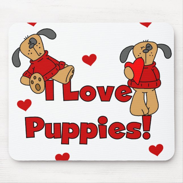 Tapis De Souris Chiots rouges d'amour des coeurs I (Devant)