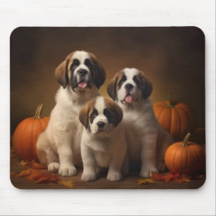 Tapis De Souris Chiots Saint-Bernard Délice d'Automne Citrouille
