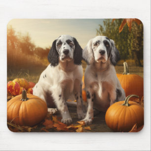 Tapis De Souris Chiots Setter Anglais Délice d'Automne Citrouille
