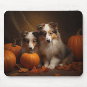Tapis De Souris Chiots Shetland Sheepdog Délice d'Automne Citrouil