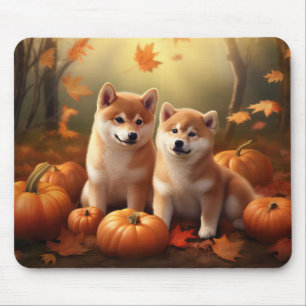 Tapis De Souris Chiots Shiba Inu Délice d'Automne Citrouille