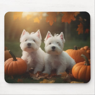 Tapis De Souris Chiots Terrier West Highland White Pumpkin d'Autom
