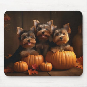 Tapis De Souris Chiots Yorkshire Terrier Délice d'Automne Citrouil