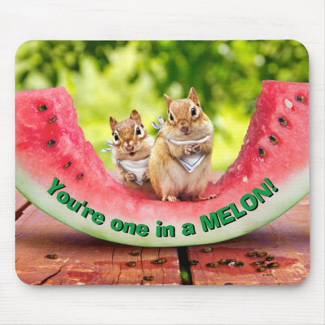 Tapis De Souris Chipmunks mangeant de la pastèque (Devant)
