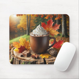 Tapis De Souris Chocolat Chaud D'Automne Sur La Pompe D'Arbre