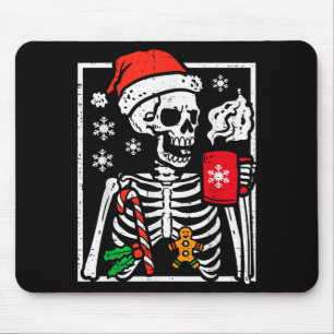 Tapis De Souris Chocolat Chaud Squelette de Noël Xmas Hommes Femme