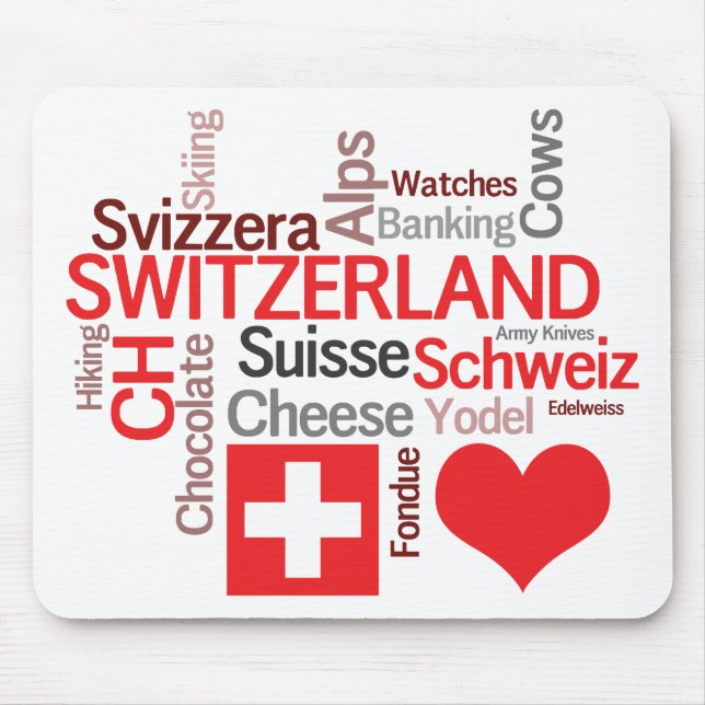 Tapis De Souris Choses suisses préférées - amour Suisse d'I (Devant)