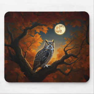 Tapis De Souris Chouette à cornes en automne