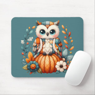 Tapis De Souris Chouette à écaille sur Citrouille — Chouette à cot
