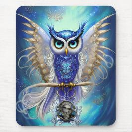 Tapis De Souris Chouette à vapeur bleue
