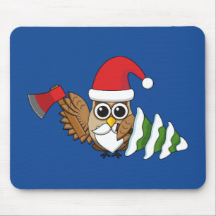 Tapis De Souris Chouette de Noël avec renard et pin