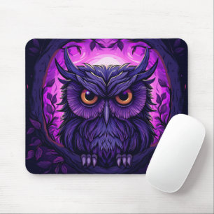 Tapis De Souris Chouette Éffrayante violette sur Halloween Graphiq