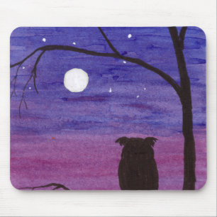 Tapis De Souris Chouette et Pleine lune en berceau
