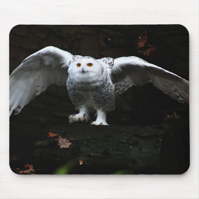 Tapis De Souris Chouette neigeuse avec ailes ouvertes mpcna (Devant)
