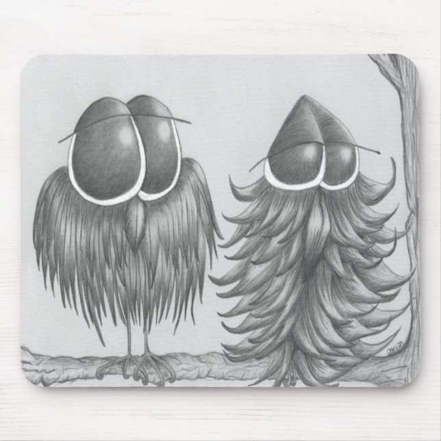 Tapis De Souris Chouettes amusantes (Devant)
