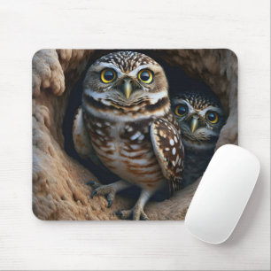 Tapis De Souris Chouettes brulantes dans un trou sec