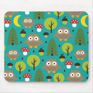 Tapis De Souris Chouettes Dans La Plaque De Souris De La Forêt