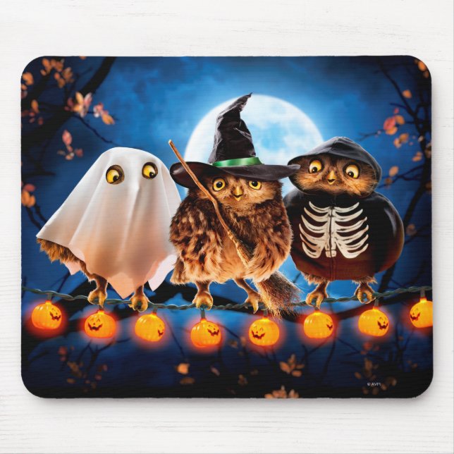 Tapis De Souris Chouettes d'Halloween (Devant)