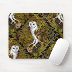 Tapis De Souris Chouettes, fougères, chênes et baies 2