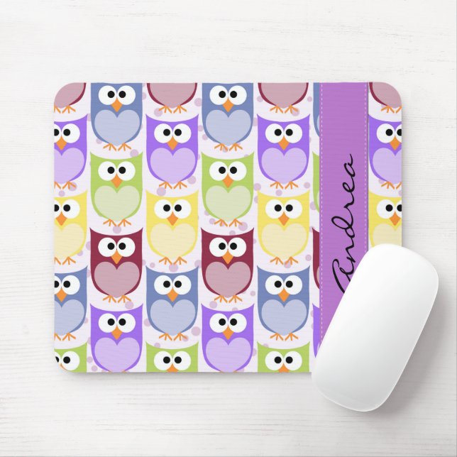 Tapis De Souris Chouettes mignonnes, Chouette Motif, Chouettes col (Avec souris)