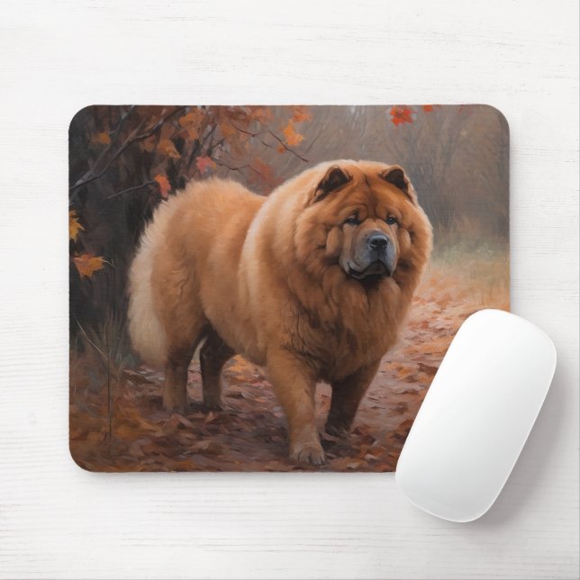 Tapis De Souris Chow Chow à l'automne Feuilles automne Inspire (Avec souris)