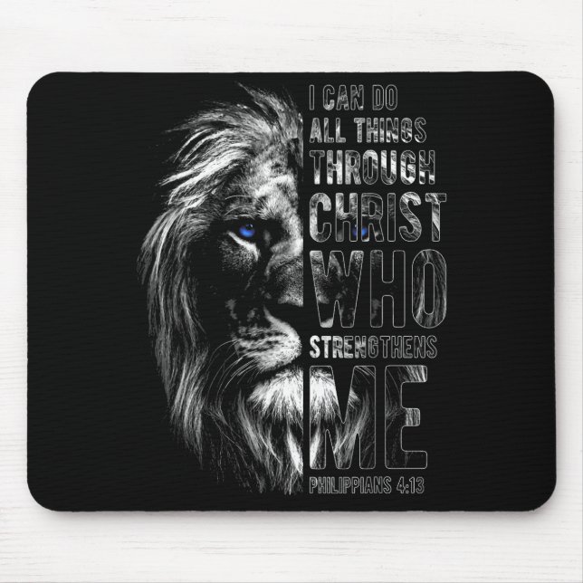 Tapis De Souris Christian I Can Do All Things Through Christ Lion  (Devant)