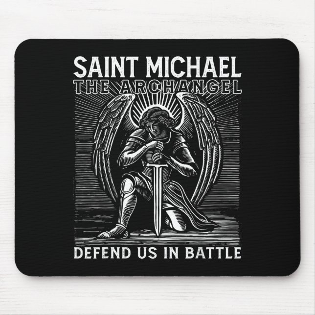 Tapis De Souris Christian Saint Michael Catholic Saint Defend Us I (Devant)