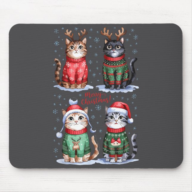 Tapis De Souris Christmas Cats _ Merry Christmas Cats Graphic  (Devant)
