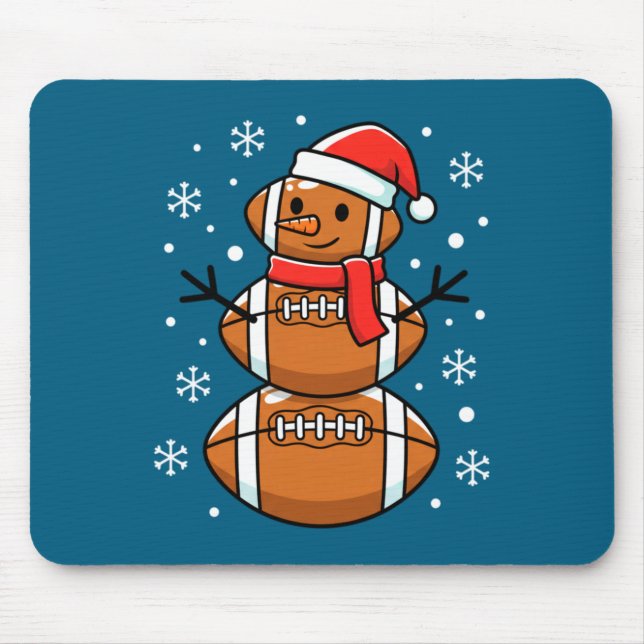 Tapis De Souris Christmas Football Snowman Santa Hat Funny Xmas Fo (Devant)
