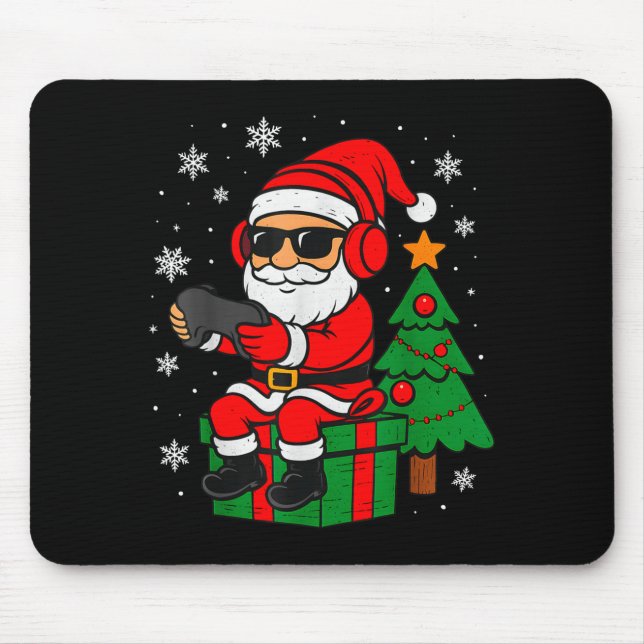 Tapis De Souris Christmas Gamer Retro Santa Funny Xmas Gaming Men  (Devant)