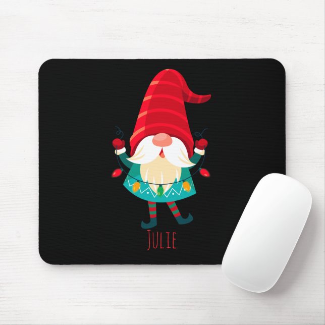 Tapis De Souris Christmas Gnome Holding Christmas Lights (Avec souris)