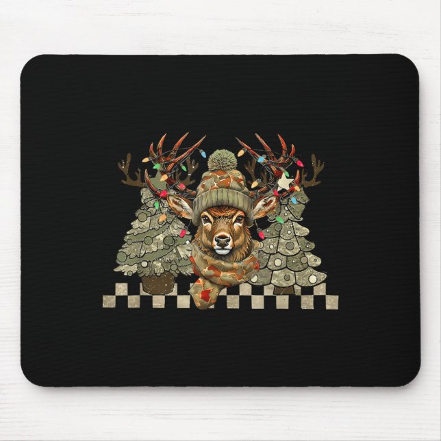 Tapis De Souris Christmas Holiday Camo Hunting Reindeer Deer Xmas  (Devant)