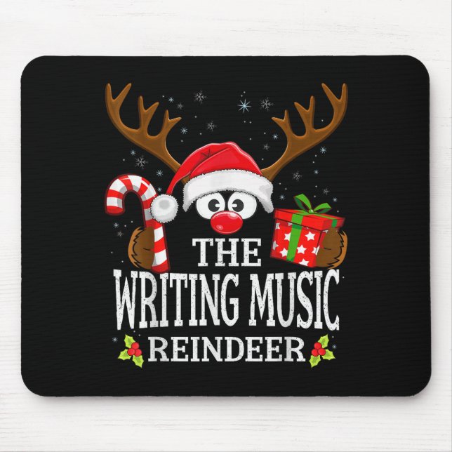 Tapis De Souris Christmas Matching The Writing Music Reindeer Fami (Devant)